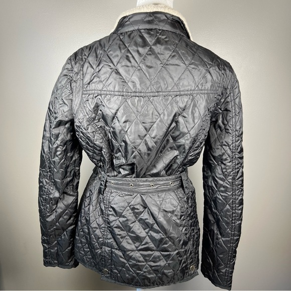 Sam Edelman Rylie Quilted Black Coat Belted Jacket Size Small Pockets Full Zip - Picture 4 of 15